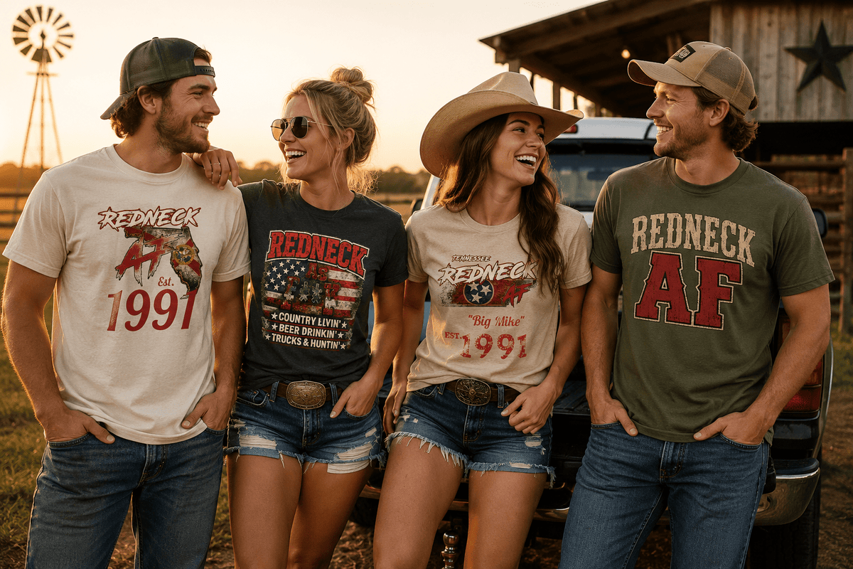 Redneck AF Shirts | Personalized State Pride & Country Attitude Tees | Anything AF - Anything AF