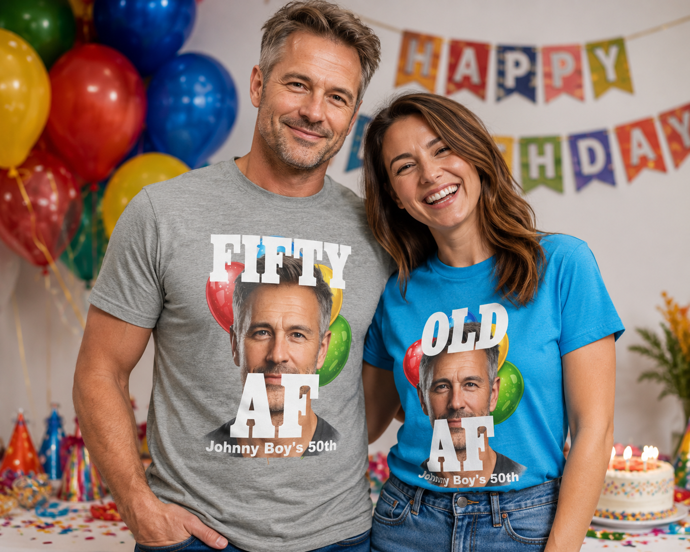 Personalized Birthday AF Shirts PG Version - Custom Photo Birthday Tees with Names, Ages & More - Anything AF