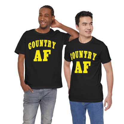 Country AF Shirt | Vintage Western Country Graphic for Rural Life Enthusiasts in Yellow Print