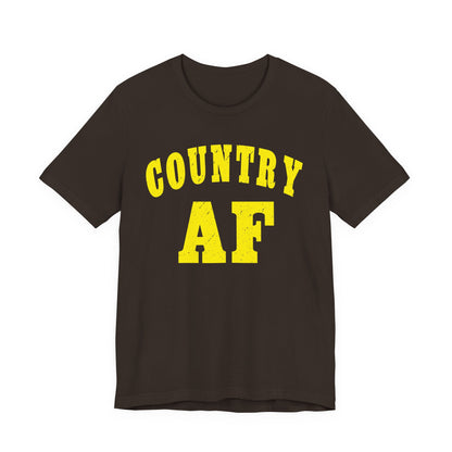Country AF Shirt | Vintage Western Country Graphic for Rural Life Enthusiasts in Yellow Print