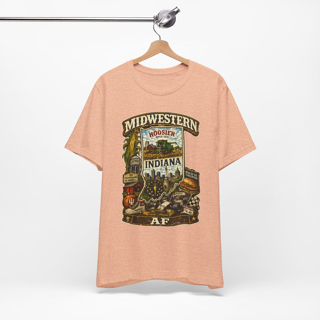 Indiana Midwestern AF T-Shirt | Hoosier State Graphic Tee | Indiana Pride Shirt | Bella + Canvas 3001 | Family Friendly Collection