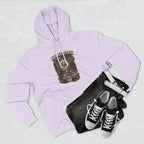Family Friendly Midwestern AF Minnesota Hoodie – product photo 2 featuring the distressed state flag, pine trees, loon and walleye design
