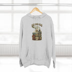 Family Friendly Midwestern AF Michigan Hoodie – product photo 13 featuring a distressed vintage design featuring Michigan's Upper and Lower Peninsulas overlaid with the state outline, surrounded by Detroit's skyline, Woodward Avenue, the Great Lakes, and Traverse City cherries