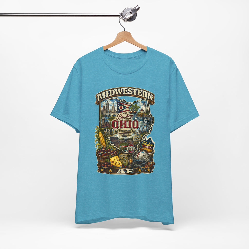Ohio Midwestern AF T-Shirt | Buckeye State Graphic Tee | Bella + Canvas 3001 | Family Friendly Collection