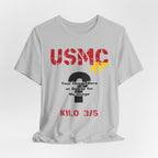 Personalized USMC Marine Corps AF T-shirt in Solid Athletic Grey shown flat with a relaxed drape