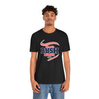 Man wearing the Black Bush League AF tee with jeans, front graphic centred