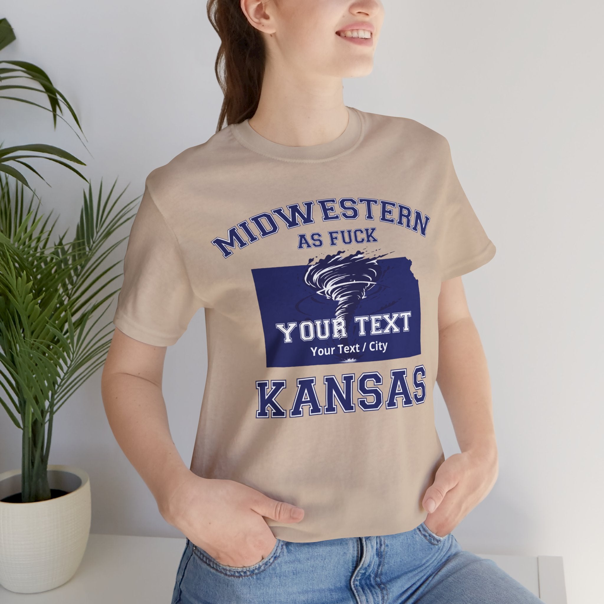 Personalized Kansas Midwestern As Fuck T-Shirt | Custom Kansas State Shirt with Your Text | No Limits Edition | Bella + Canvas Tee