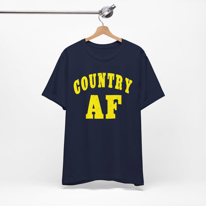 Country AF Shirt | Vintage Western Country Graphic for Rural Life Enthusiasts in Yellow Print