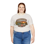 Woman wearing the natural vintage white Nebraska As F**K tee