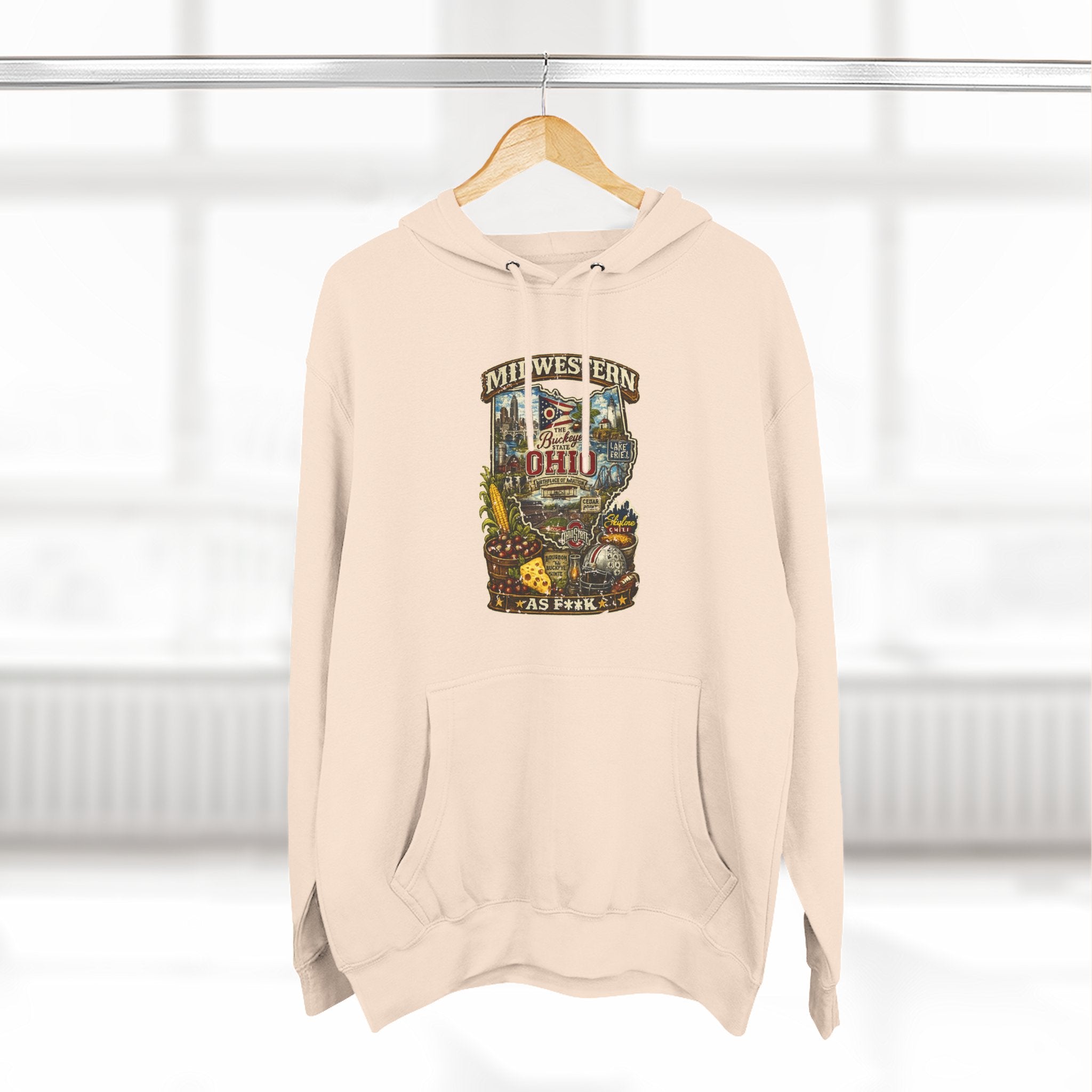 Ohio Midwestern As F**K Hoodie | Buckeye State Graphic Pullover | Lane Seven LS14001 Fleece Hoodie | Slightly Salty Collection