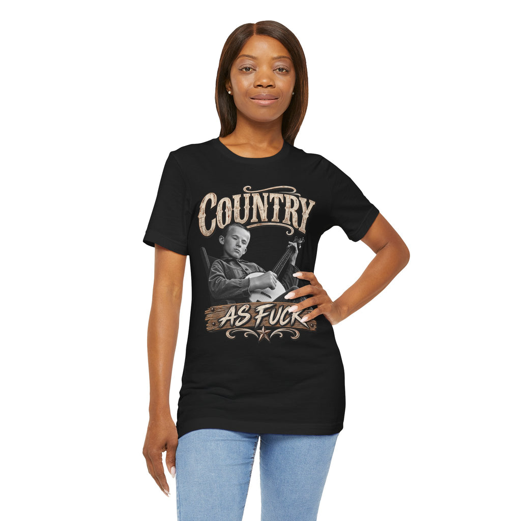 Woman in the Black Country As Fuck tee, hand on her hip