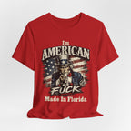 Red t-shirt draped over a form with natural wrinkles, showing the full Uncle Sam graphic