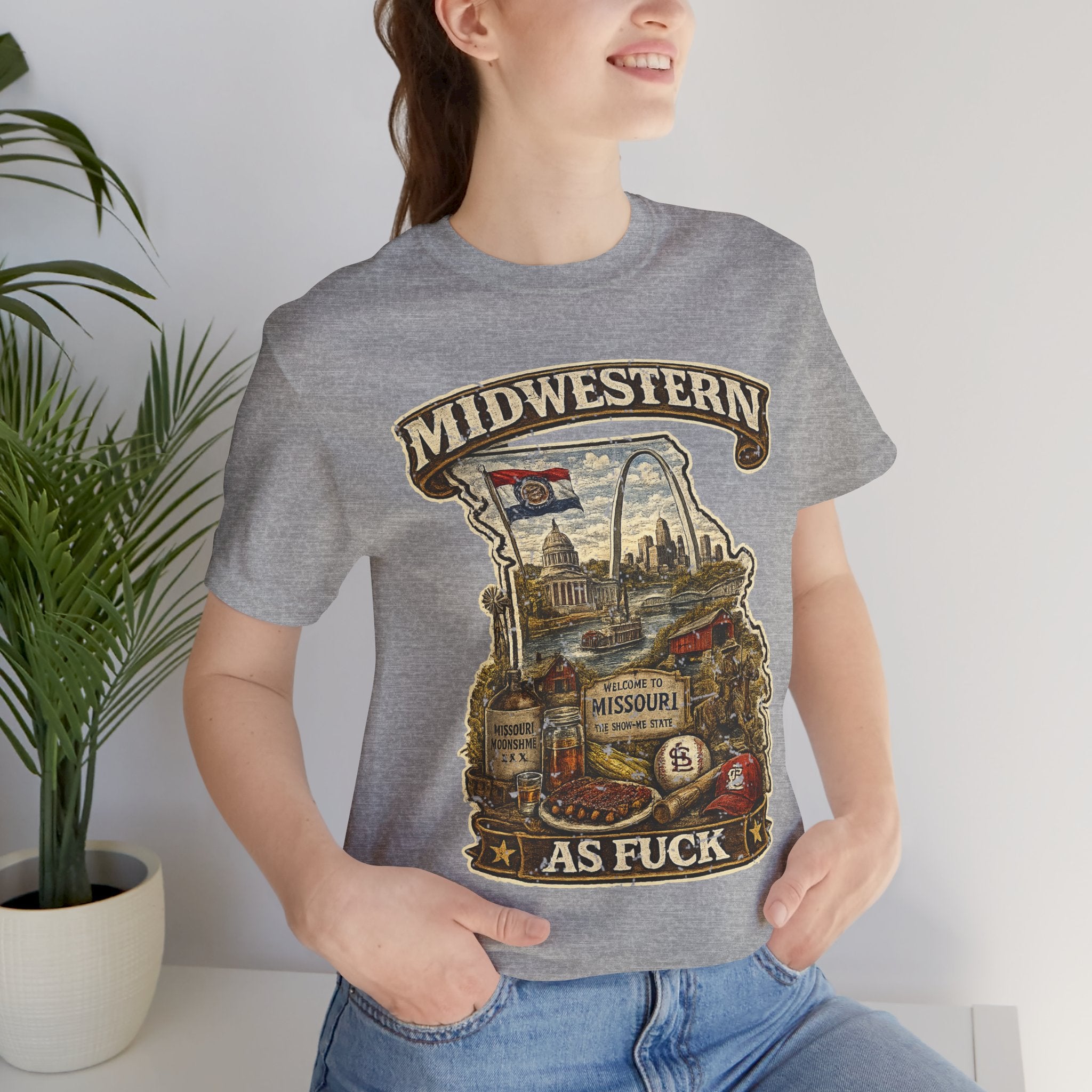 Missouri Midwestern As Fuck T-Shirt | No Filter Show-Me State Graphic Tee | Bella + Canvas 3001 | No Filter Collection