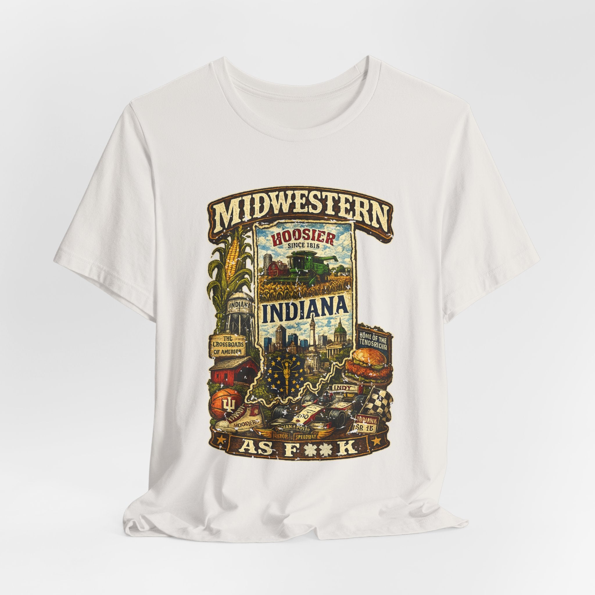 Indiana Midwestern As F**K T-Shirt | Hoosier Pride Graphic Tee | Indiana State Shirt | Bella + Canvas 3001 | Slightly Salty Collection
