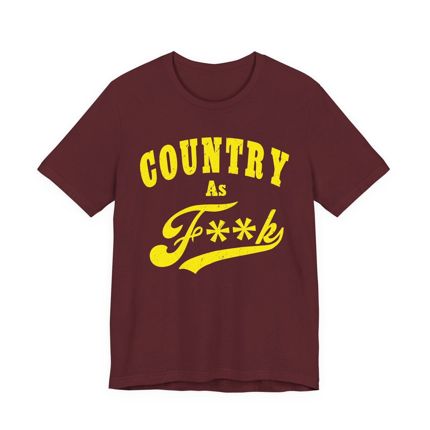 Country As Fk Tee | Funny Country Music & Southern Lifestyle Graphic PG-13 Version | Country As F**K T-shirt in Yellow Print