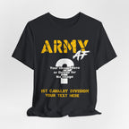 Personalized U.S. Army AF T-shirt in Vintage Black shown flat with the custom photo area and unit text