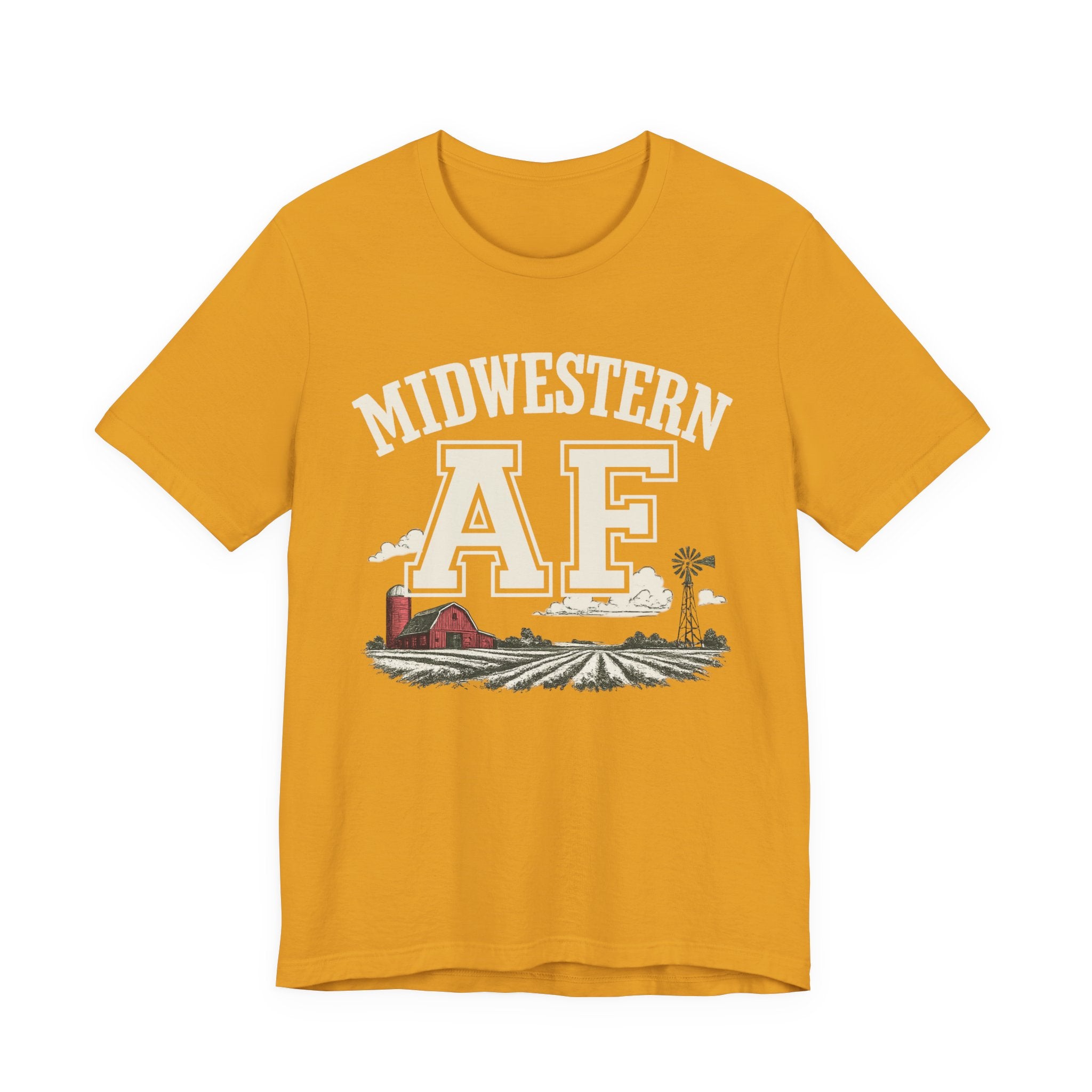 Midwestern AF shirt - funny Midwest farm scene graphic tee - Bella+Canvas 3001 unisex t-shirt - Anything AF