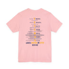 Navy veteran tee in Pink with the VETERAN acrostic back print over a faded aircraft carrier