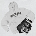 Heather Grey personalized Midwest hoodie styled flat with black and white sneakers