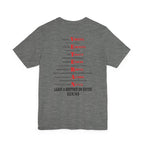 Marine Corps veteran T-shirt in Deep Heather showing the VETERAN acrostic back print