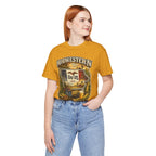 Slightly Salty Midwestern As F**K Iowa T-Shirt – product photo 10 featuring a distressed vintage design featuring the outline of Iowa overlaid with the Iowa state flag, surrounded by towering corn stalks, rolling farmland, a classic red barn, a windmill, a tractor, and an overflowing harvest basket