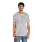 Man wearing the personalized Navy veteran T-shirt in Solid Athletic Grey with jeans