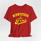 Midwestern AF Yellow PG-13 Shirt front view – clean Midwest humor graphic tee Bella+Canvas