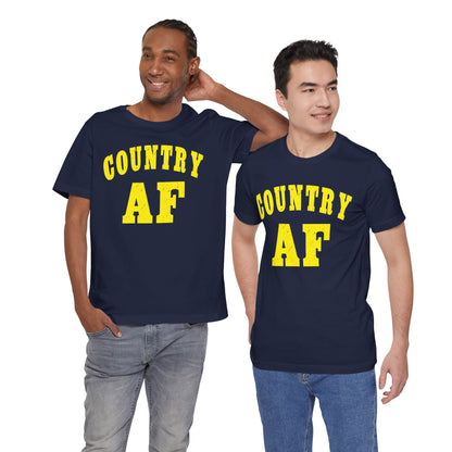 Country AF Shirt | Vintage Western Country Graphic for Rural Life Enthusiasts in Yellow Print