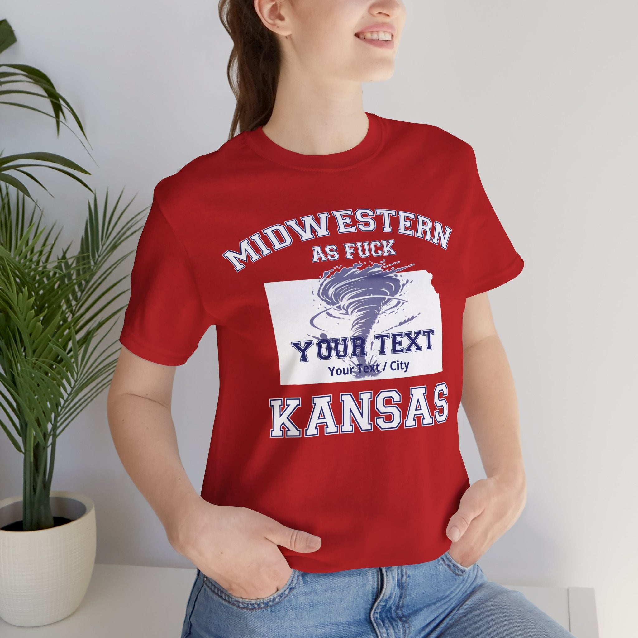 Personalized Kansas Midwestern As Fuck T-Shirt | Custom Kansas State Shirt with Your Text | No Limits Edition | Bella + Canvas Tee