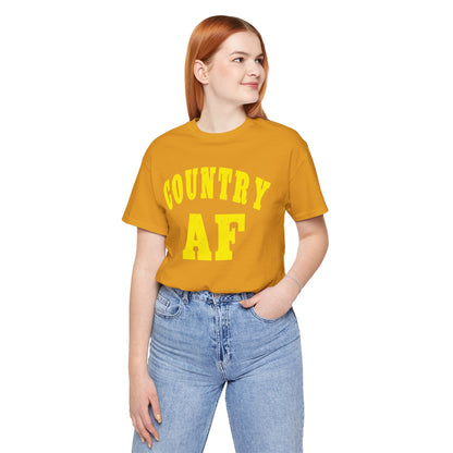 Country AF Shirt | Vintage Western Country Graphic for Rural Life Enthusiasts in Yellow Print