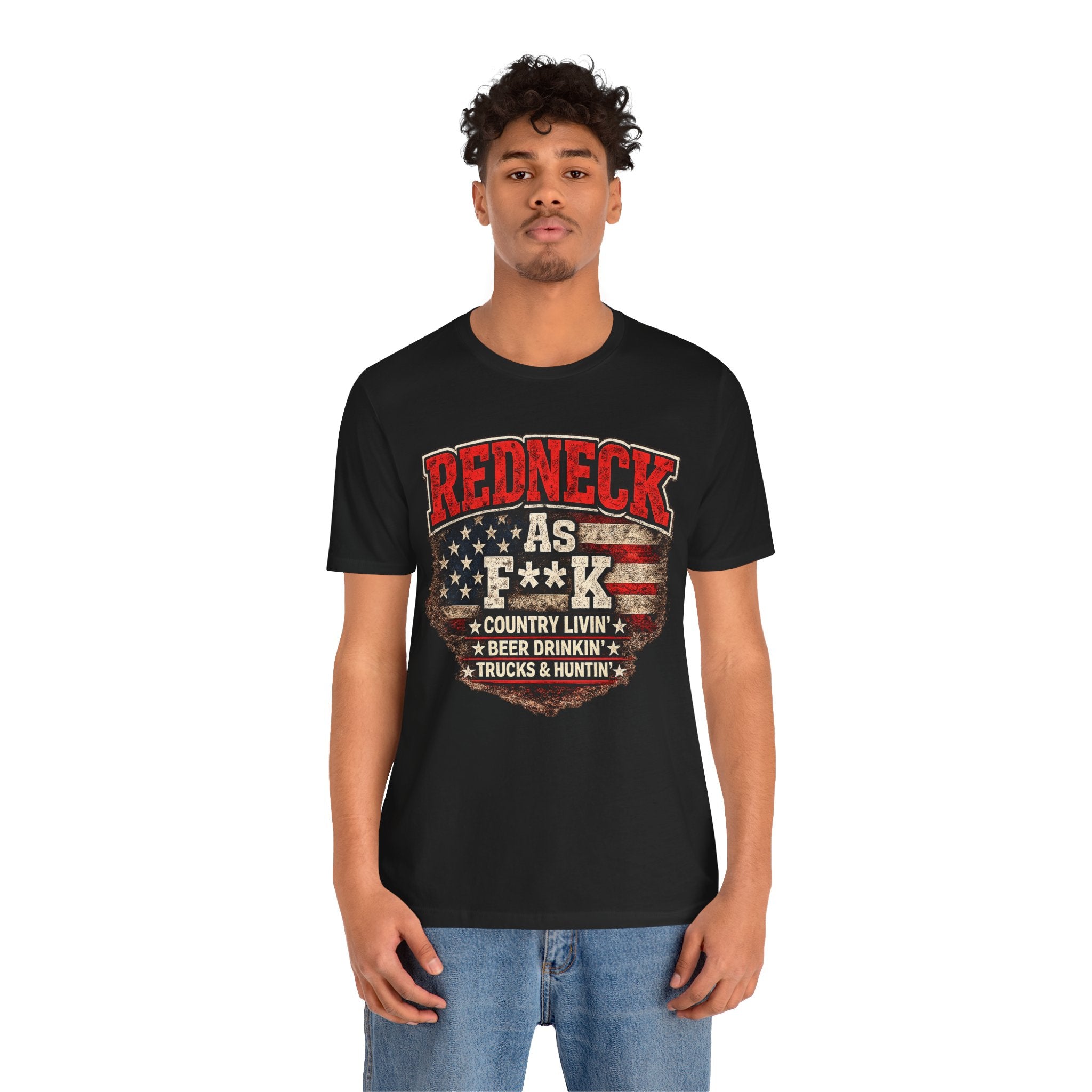 Gold Redneck As F**K t-shirt – American flag country pride graphic AnythingAF