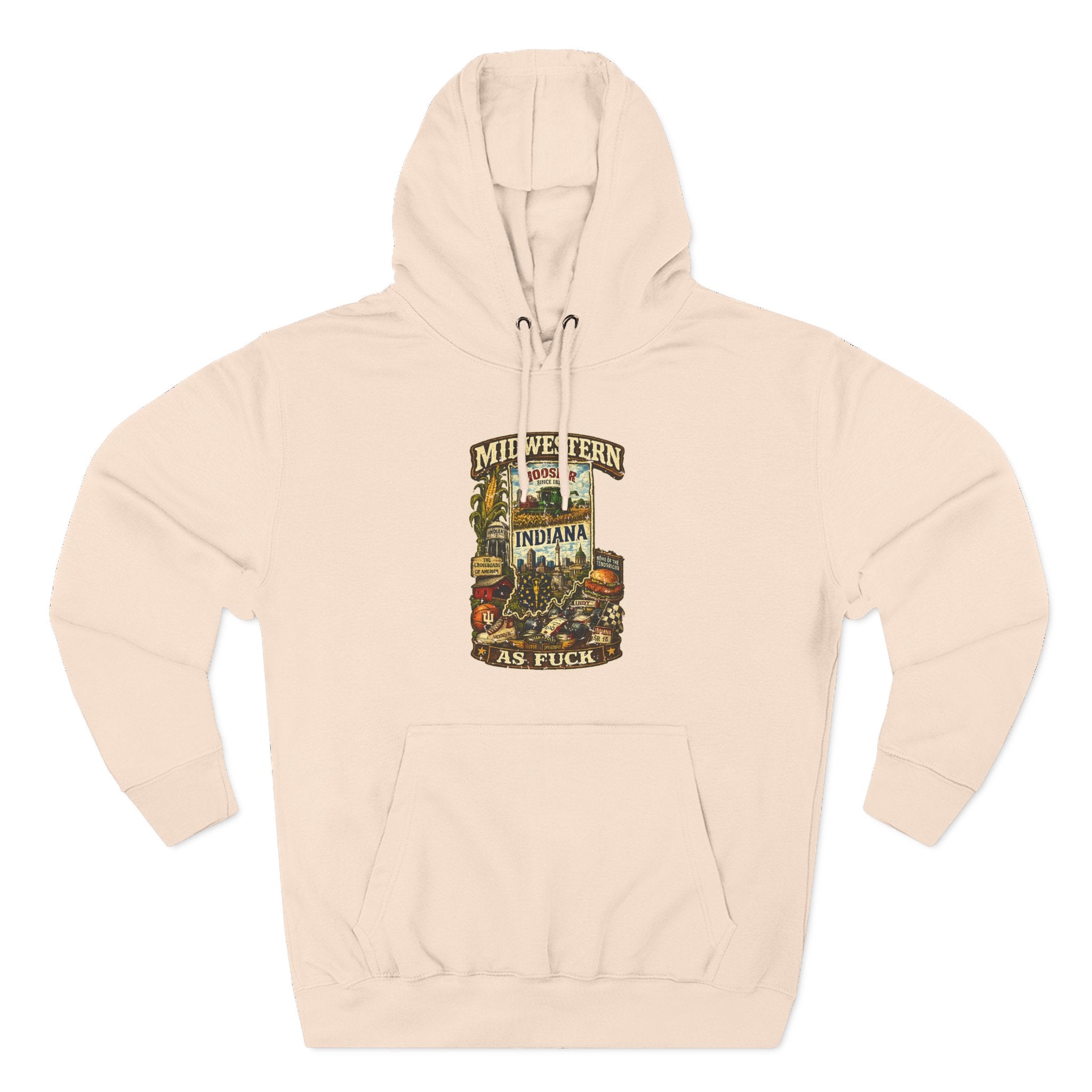 Pale Pink Midwestern As Fuck Indiana Hoodie, no filter Hoosier State pride pullover