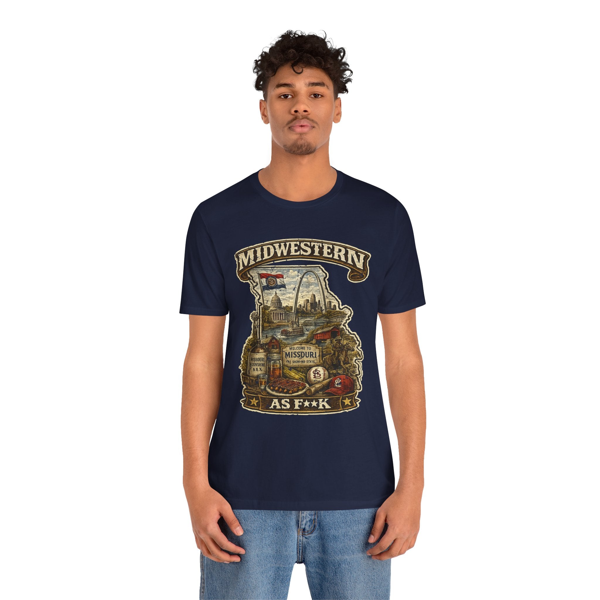 Missouri Midwestern As F**K T-Shirt | Show-Me State Graphic Tee | Bella + Canvas 3001 | Slightly Salty Collection