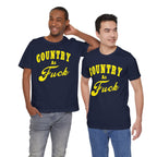 Country AF Shirt 18+ print detail yellow – adult DTG country graphic quality