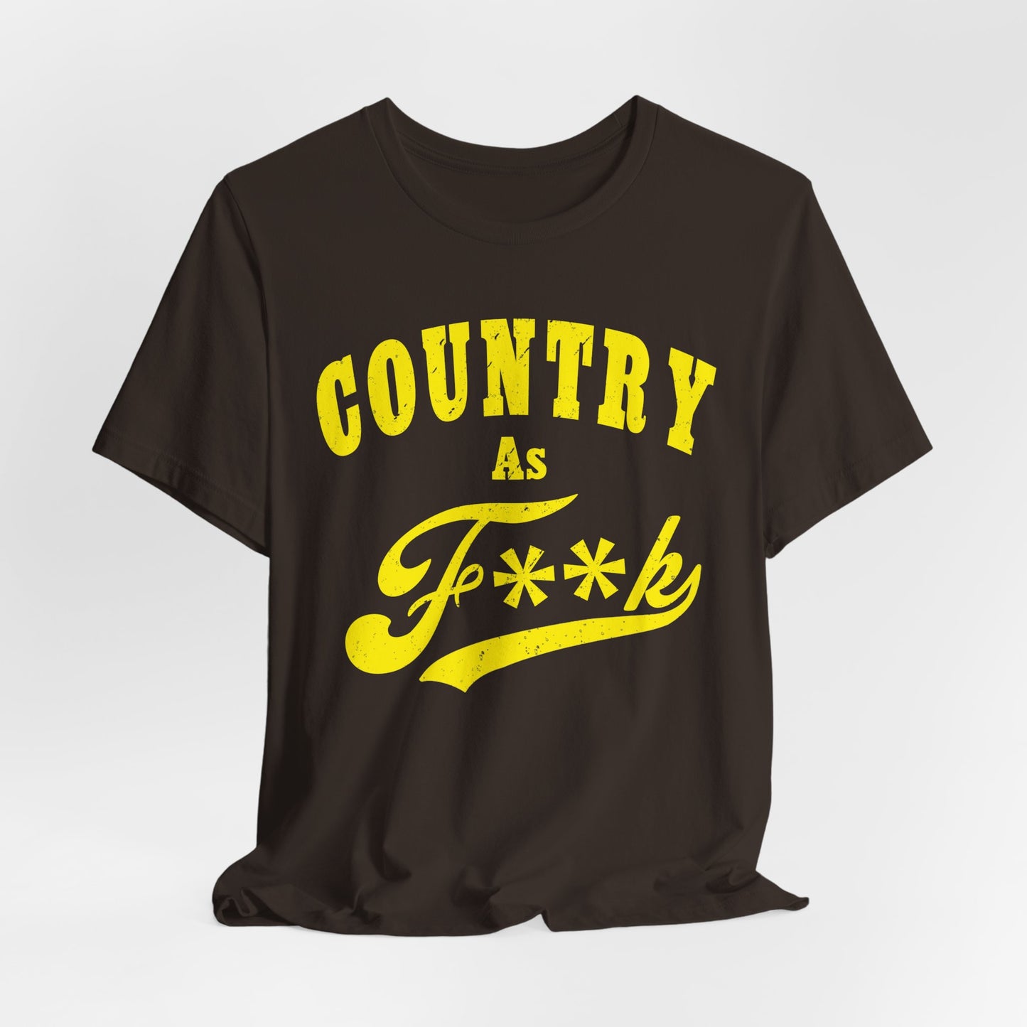 Country As Fk Tee | Funny Country Music & Southern Lifestyle Graphic PG-13 Version | Country As F**K T-shirt in Yellow Print