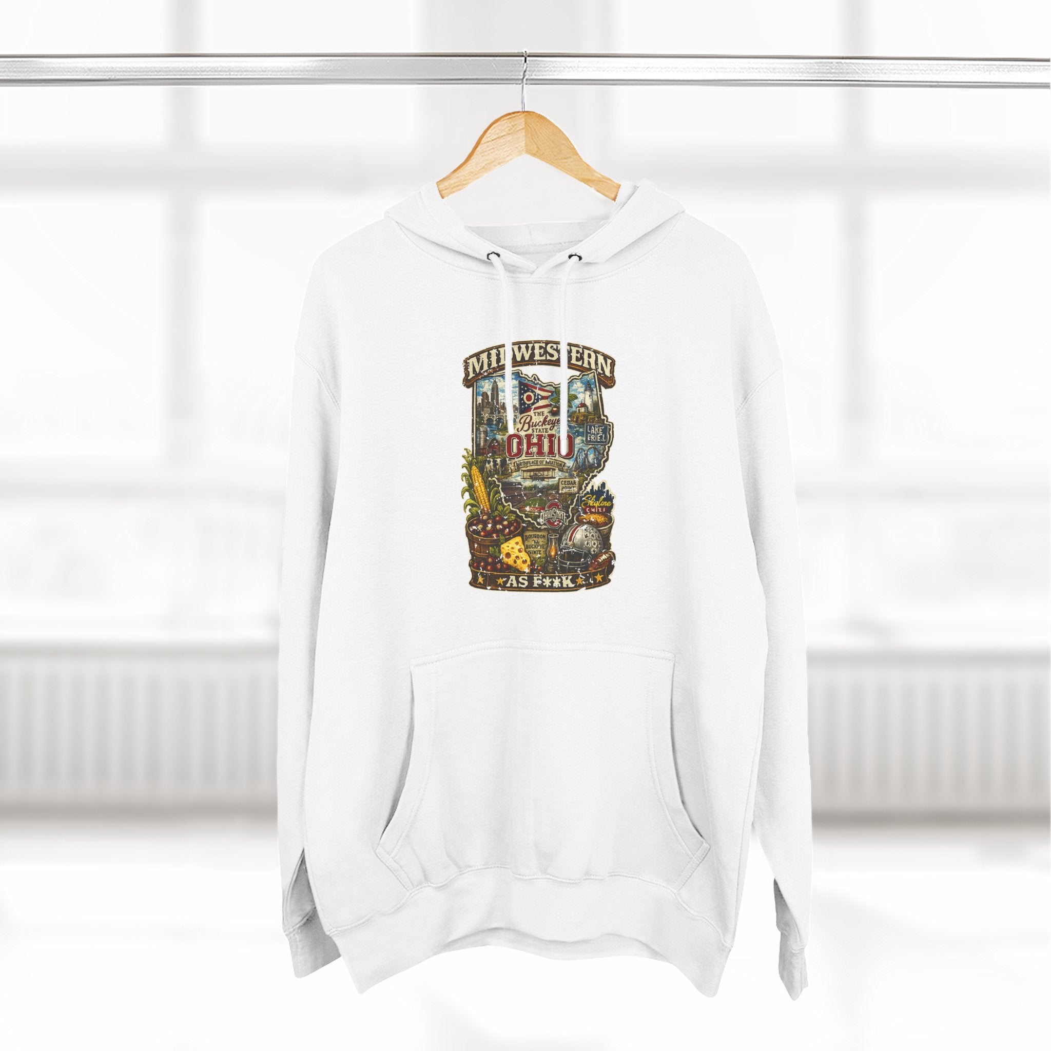 Ohio Midwestern As F**K Hoodie | Buckeye State Graphic Pullover | Lane Seven LS14001 Fleece Hoodie | Slightly Salty Collection