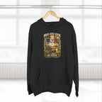 Midwestern As Fuck Iowa Hoodie – product photo 5 featuring a distressed vintage design featuring the outline of Iowa overlaid with the Iowa state flag, surrounded by towering corn stalks, rolling farmland, a classic red barn, a windmill, a tractor, and an overflowing harvest basket
