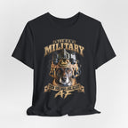 Military K-9 T-shirt in Vintage Black shown draped with the working dog front print
