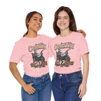 Two women side by side in Pink Country AF tees, front prints showing