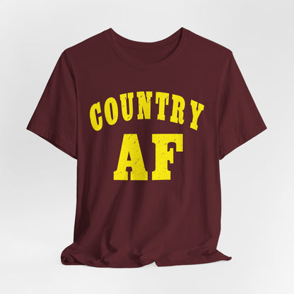 Country AF Shirt | Vintage Western Country Graphic for Rural Life Enthusiasts in Yellow Print