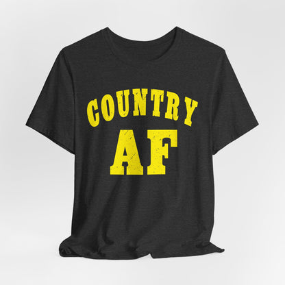 Country AF Shirt | Vintage Western Country Graphic for Rural Life Enthusiasts in Yellow Print
