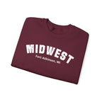 Maroon personalized Midwest sweatshirt folded, Fort Atkinson, WI under the lettering