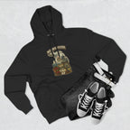 Family Friendly Midwestern AF Michigan Hoodie – product photo 7 featuring a distressed vintage design featuring Michigan's Upper and Lower Peninsulas overlaid with the state outline, surrounded by Detroit's skyline, Woodward Avenue, the Great Lakes, and Traverse City cherries