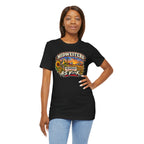 Woman wearing the black Kansas As F**K tee with jeans