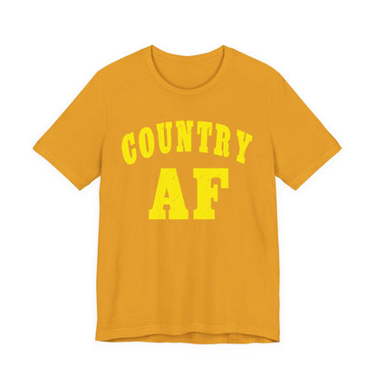 Country AF Shirt | Vintage Western Country Graphic for Rural Life Enthusiasts in Yellow Print