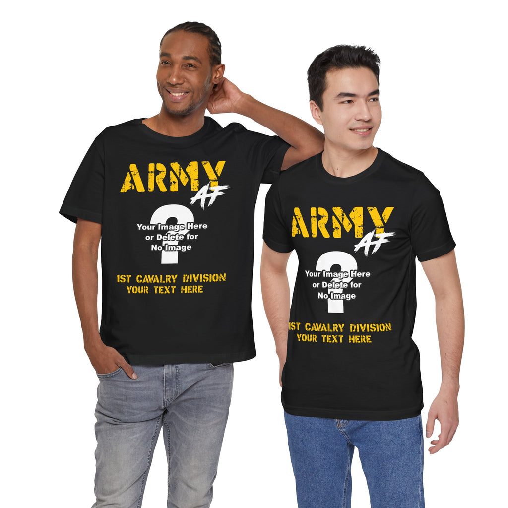 Two men wearing the Personalized U.S. Army AF T-shirt in Black