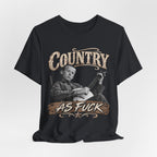 Black Country As Fuck tee draped loosely, banjo-player front graphic
