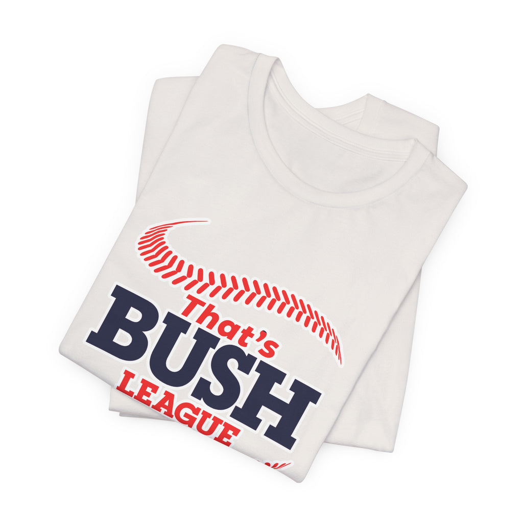 Vintage White Bush League AF T-Shirt folded, the softened navy and red graphic visible