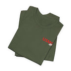 Marine Corps veteran T-shirt in Military Green shown folded with the USMC AF chest print
