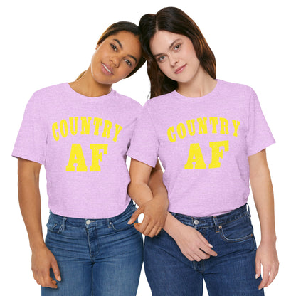 Country AF Shirt | Vintage Western Country Graphic for Rural Life Enthusiasts in Yellow Print
